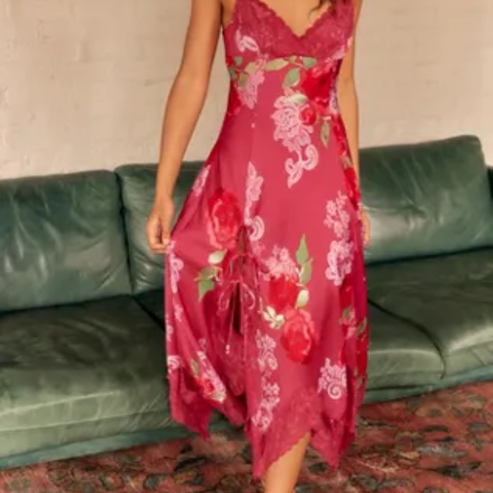 New Free People Can We Talk Midi Slip Dress